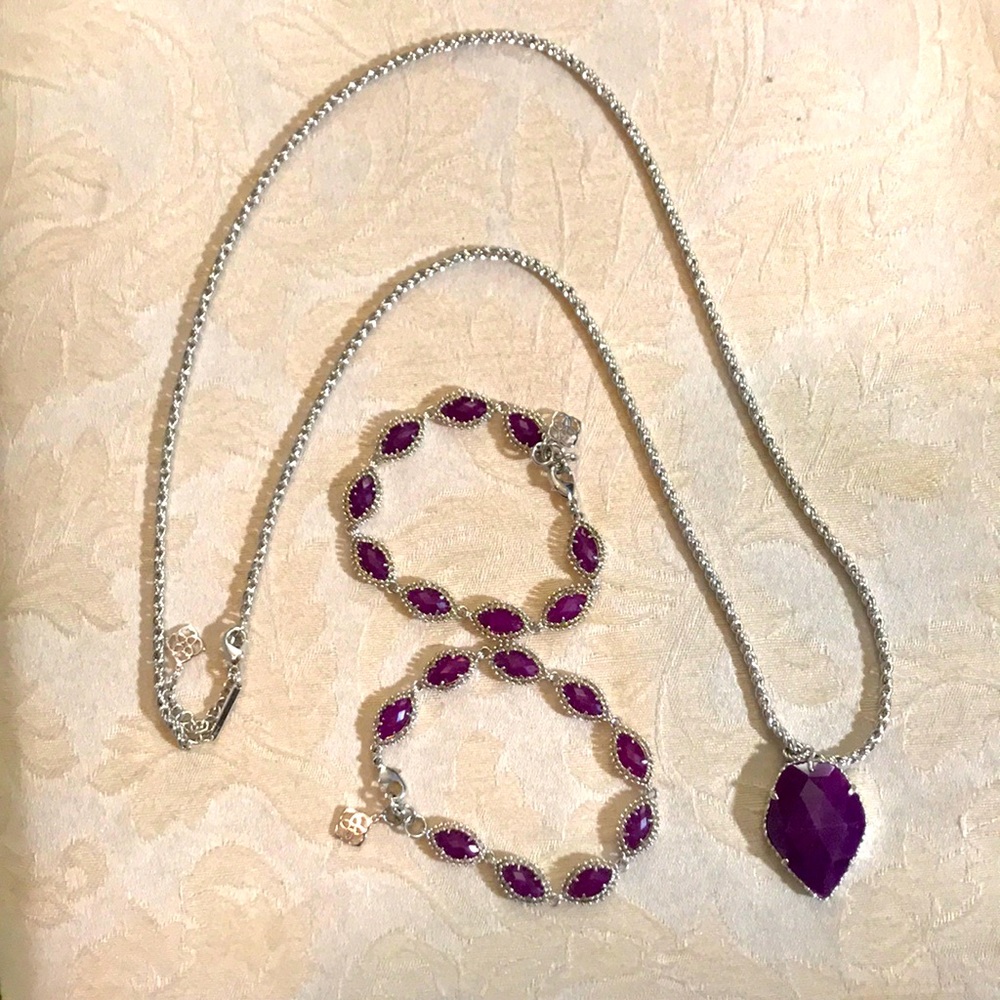 Kendra Scott Violet Stone Necklace/Bracelet Pair